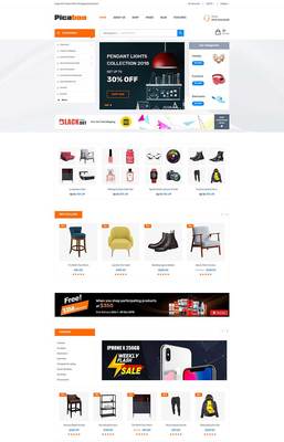 橙色大气Bootstrap4响应式综合购物商城网站模板